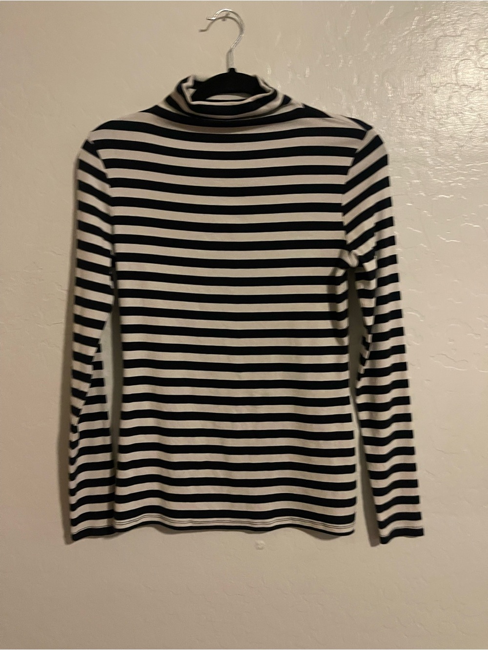 Nordstrom Navy White Striped High Neck Shirt Size M